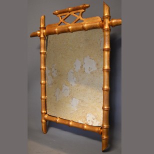 vintage gilt wood faux bamboo mirror